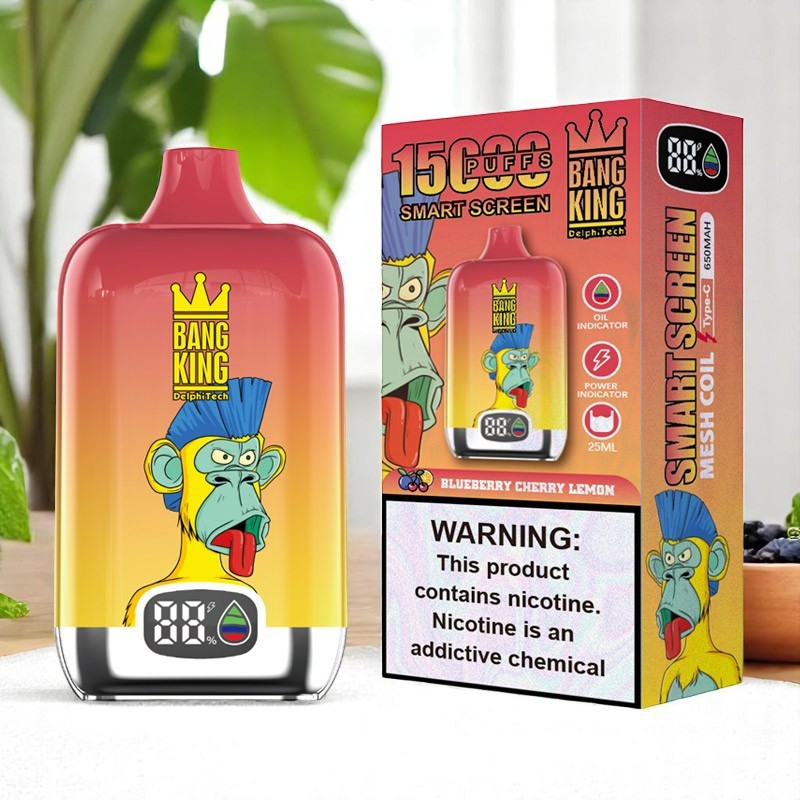 Bang Vape Digital Smart Screen 15000 Züge – Blaue Kirsch-Zitrone trifft deutsche Tech-Ästhetik