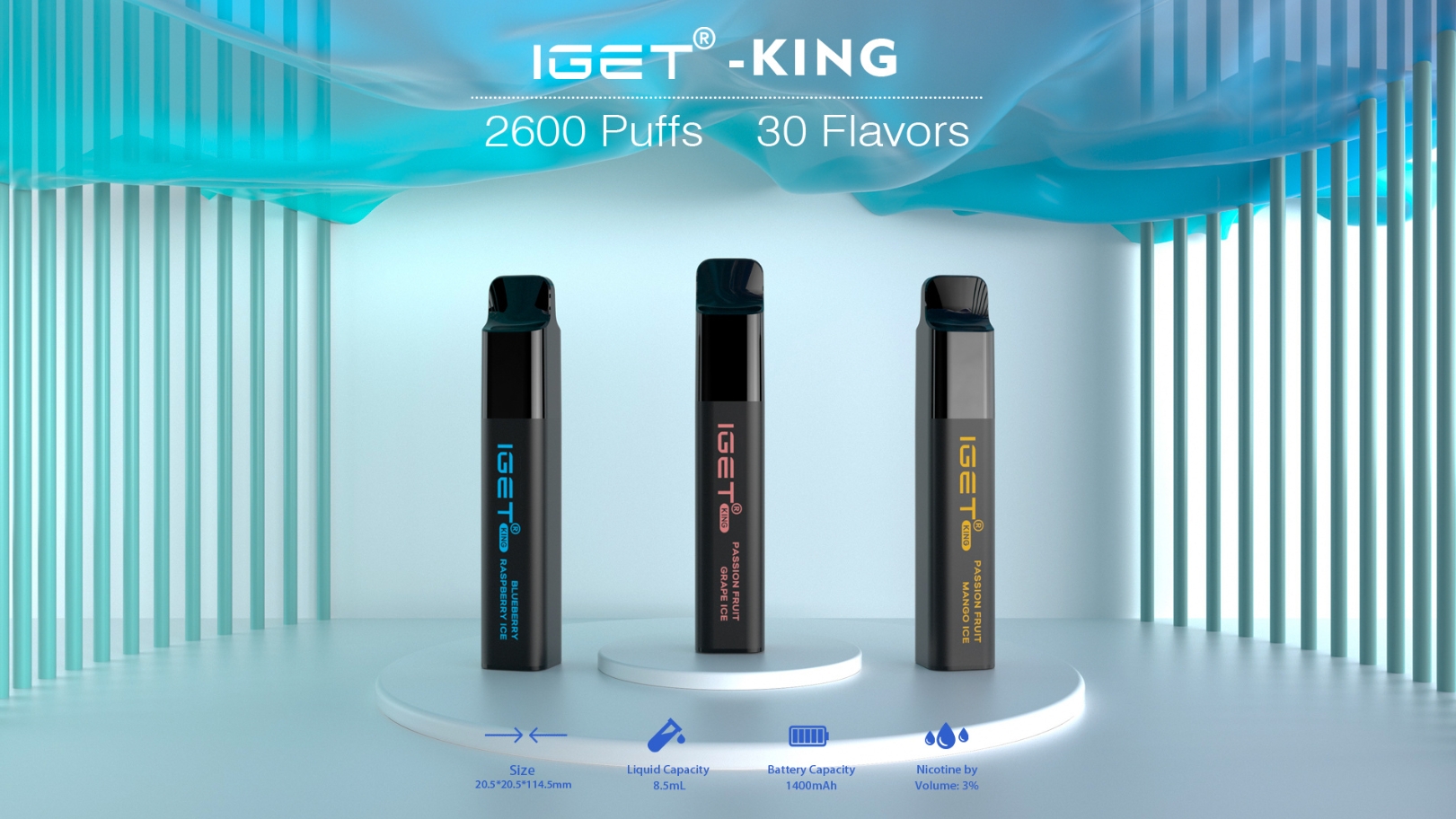 IGET King 2600 Züge Vape - Blaubeer-Himbeer-Eis: Ein Fruchtiges Meisterwerk für Dampfer